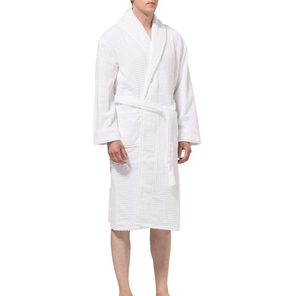 Alpine Swiss Mens Luxury Waffle Knit Cotton Bathrobe Shawl Collar Hotel Spa Robe - Picture 4 of 8